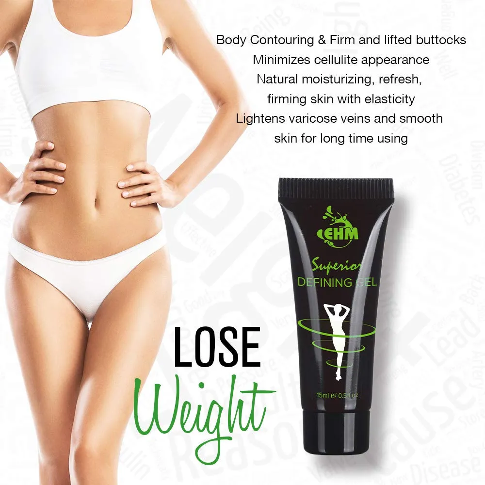 15ml Herbal Superior Body Defining Gel for Slimming Body Detox, Tone, Firm, Reduces the Appearance of Cellulite and Stretch Marks , Works Well with Ultimate Body Applicator Wraps! (1pc)