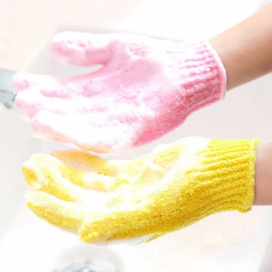 4 Pairs Home Bath Shower scrub Soap Foam Skin Body Face Clean Gloves