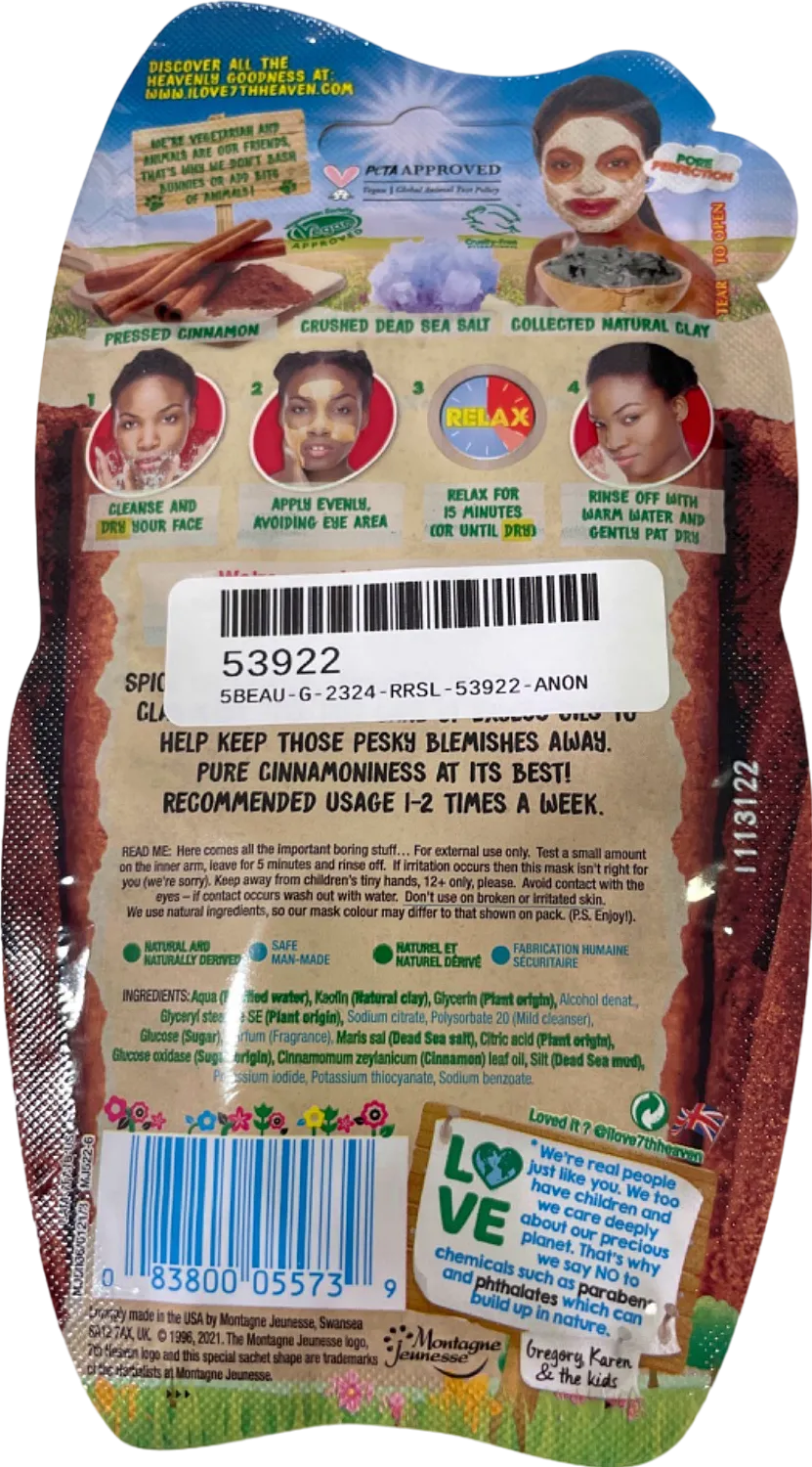 7th Heaven Intense Cinnamon Clay Mask Skin Mattifying 15g