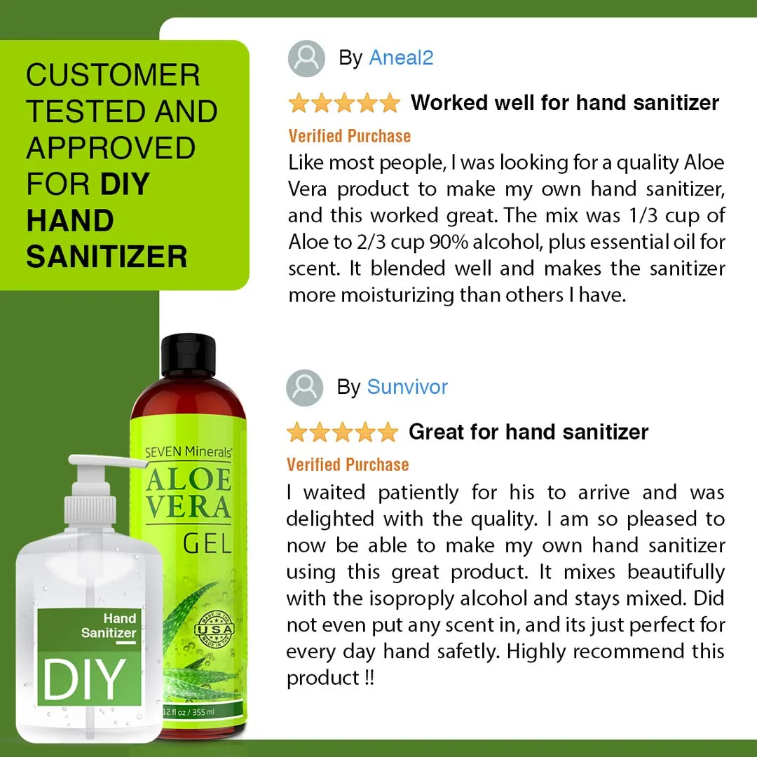 Aloe Vera Gel - 99% Organic, Big 12 oz - NO XANTHAN, so it Absorbs Rapidly with No Sticky Residue - made from REAL JUICE, NOT POWDER 12 Ounce (Pack of 1)