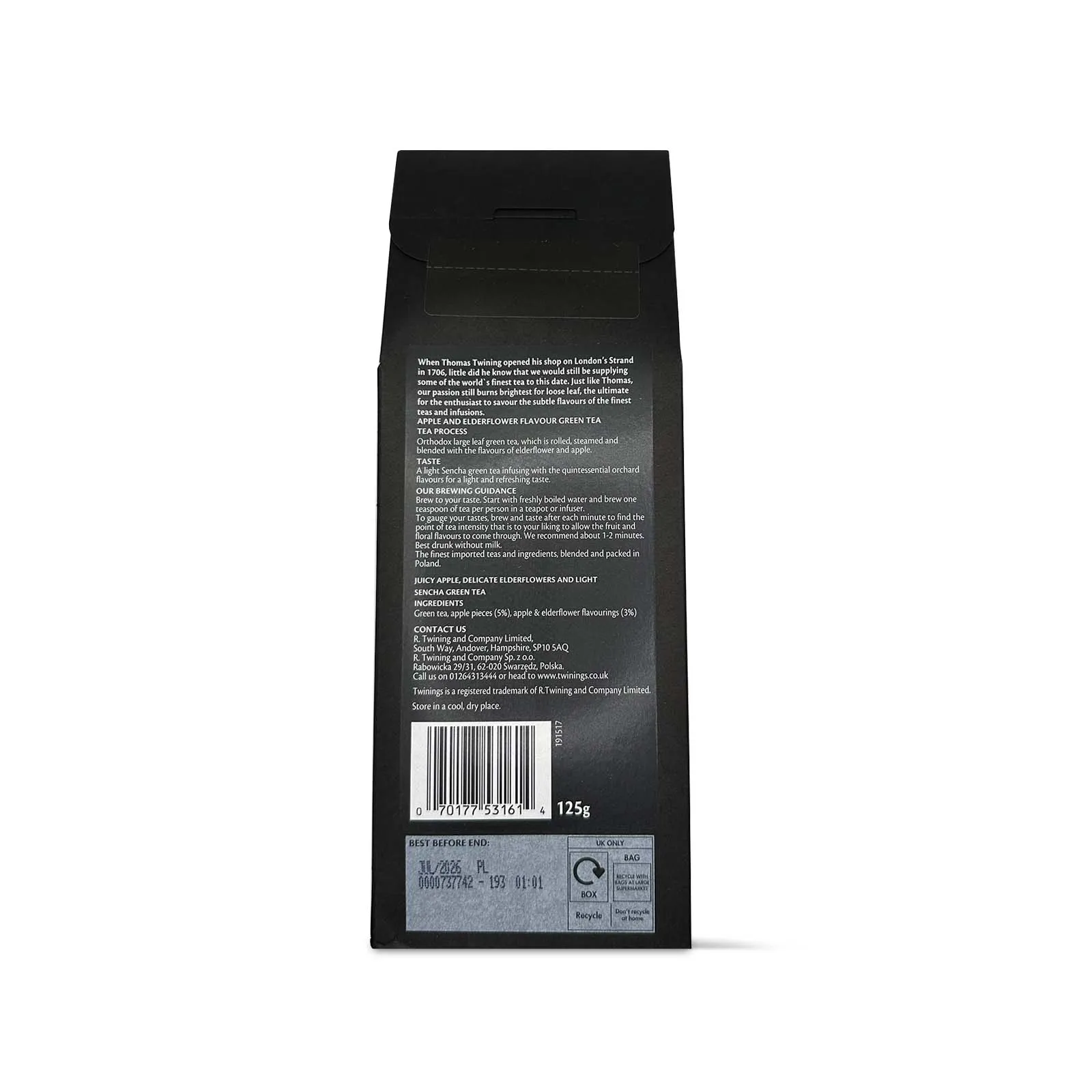Apple & Elderflower Flavour Green Tea - 125g Loose Leaf Tea
