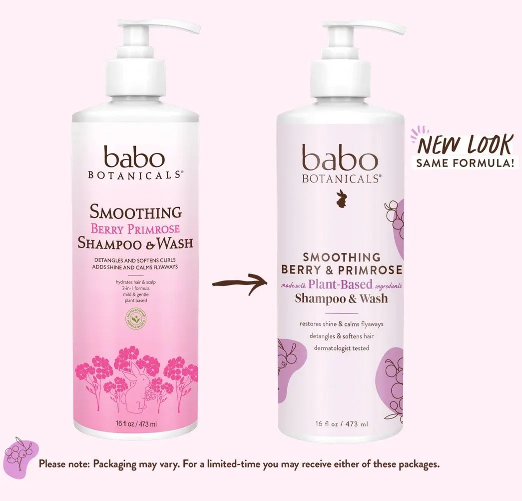 Babo Botanicals Smoothing Berry & Primrose Shampoo & Wash 16 oz Liquid