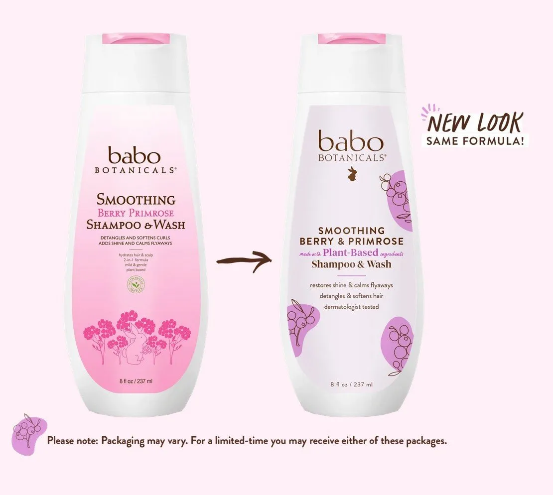 Babo Botanicals Smoothing Detangling Shampoo Berry Primrose 8 oz Liquid