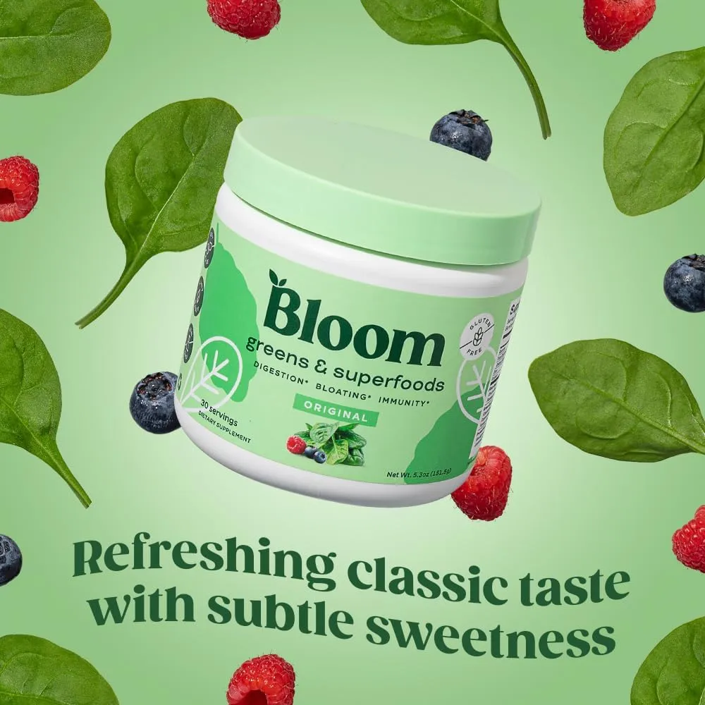 Bloom Nutrition Superfood Greens Powder Original Flavor 30 Servings