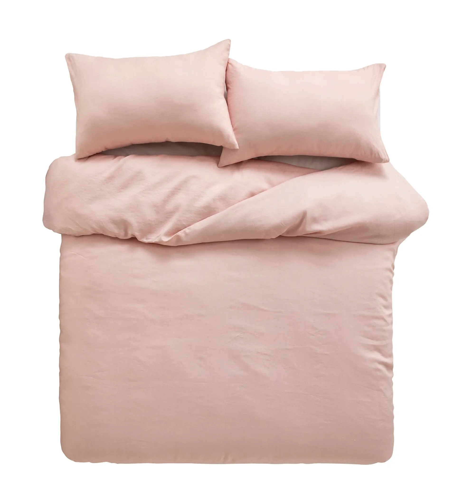 Blush Pink French Linen KAS Quilt Cover Set in Queen or King Bed