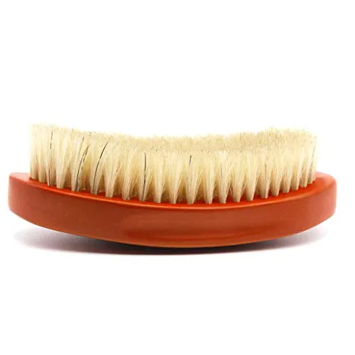 Crown Quality Products “The Original” Curved Wave Brush - Cognac Body, 100% Extra-Soft "Silk" Bristle Hairbrush