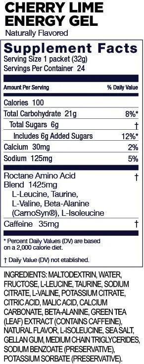 Gu Roctane Energy Gel- Cherry Lime   Caffeine