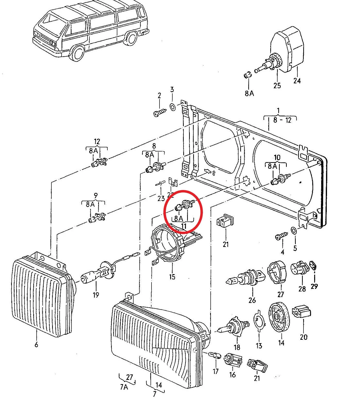Headlight Adjuster for T3 86-92 (low beam BI)