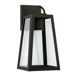 Leighton - 1 Light Coastal Outdoor Wall Lantern - Night Sky - 16" - Oiled Bronze