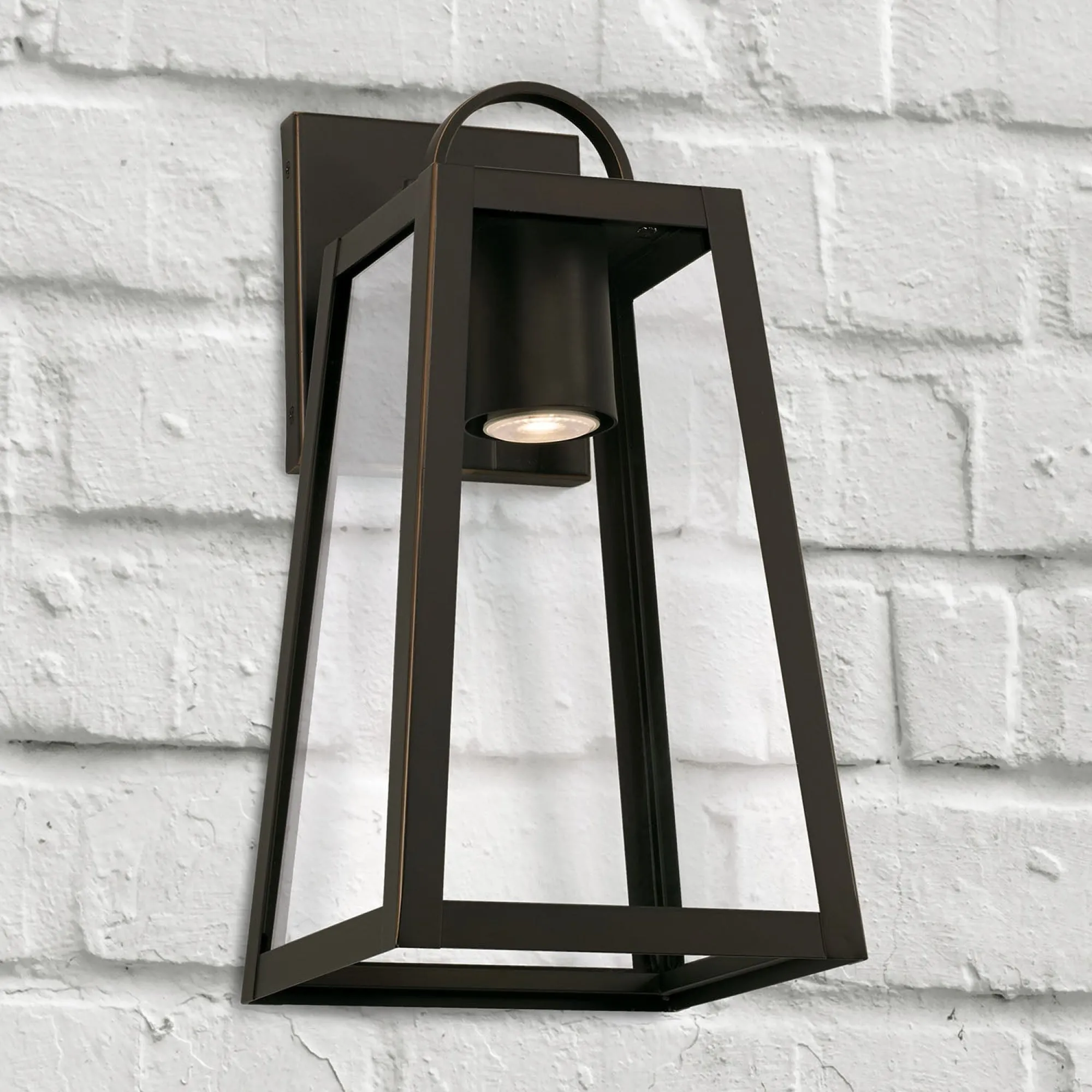 Leighton - 1 Light Coastal Outdoor Wall Lantern - Night Sky - 16" - Oiled Bronze