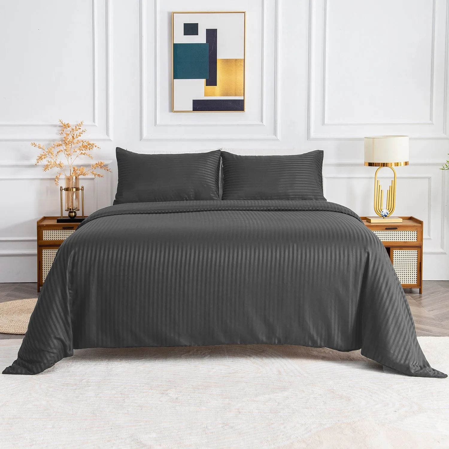 Linenova Brushed Microfibre Striped Quilt Cover Set
