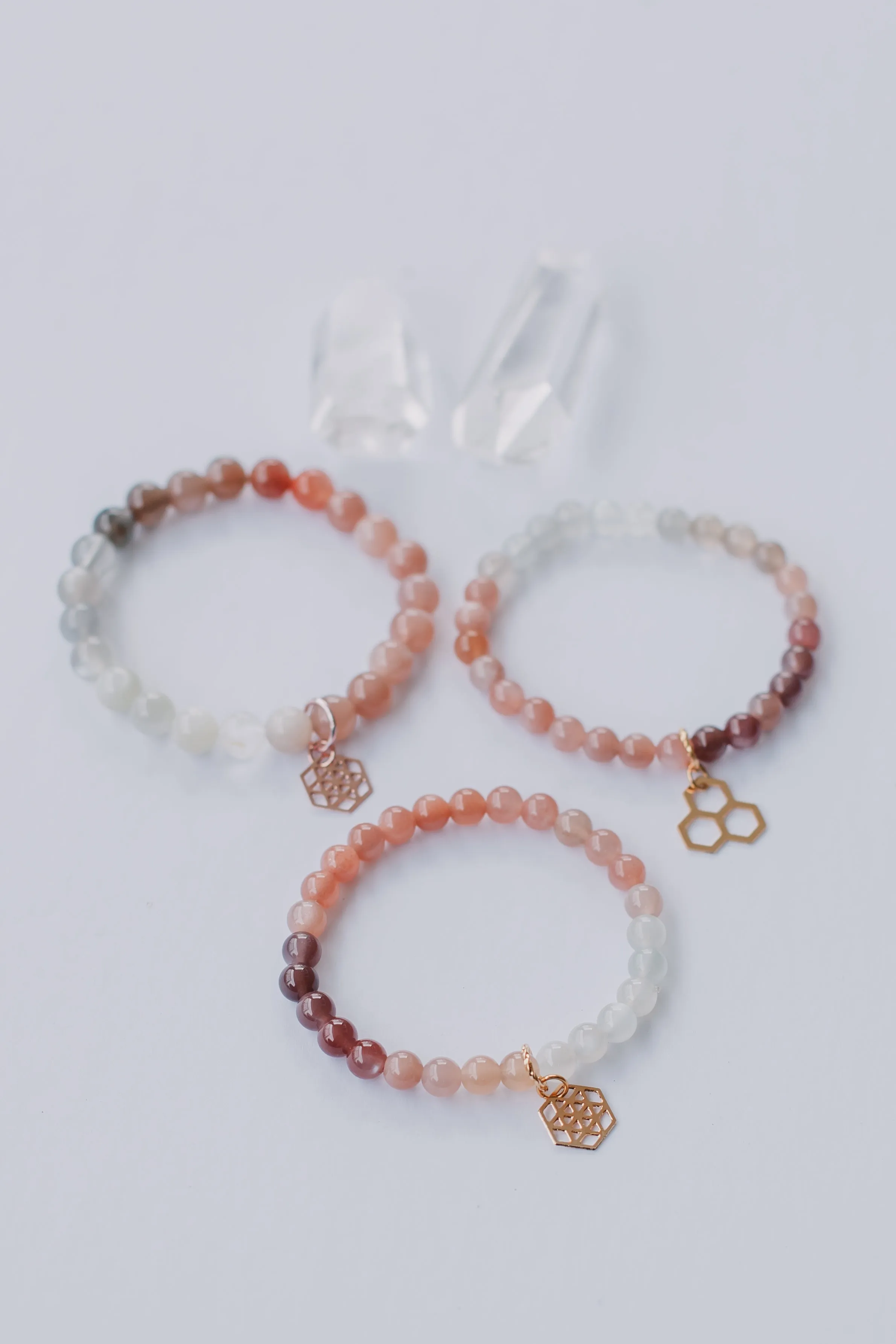 Mixed Moonstone Bracelet w/ Pendant
