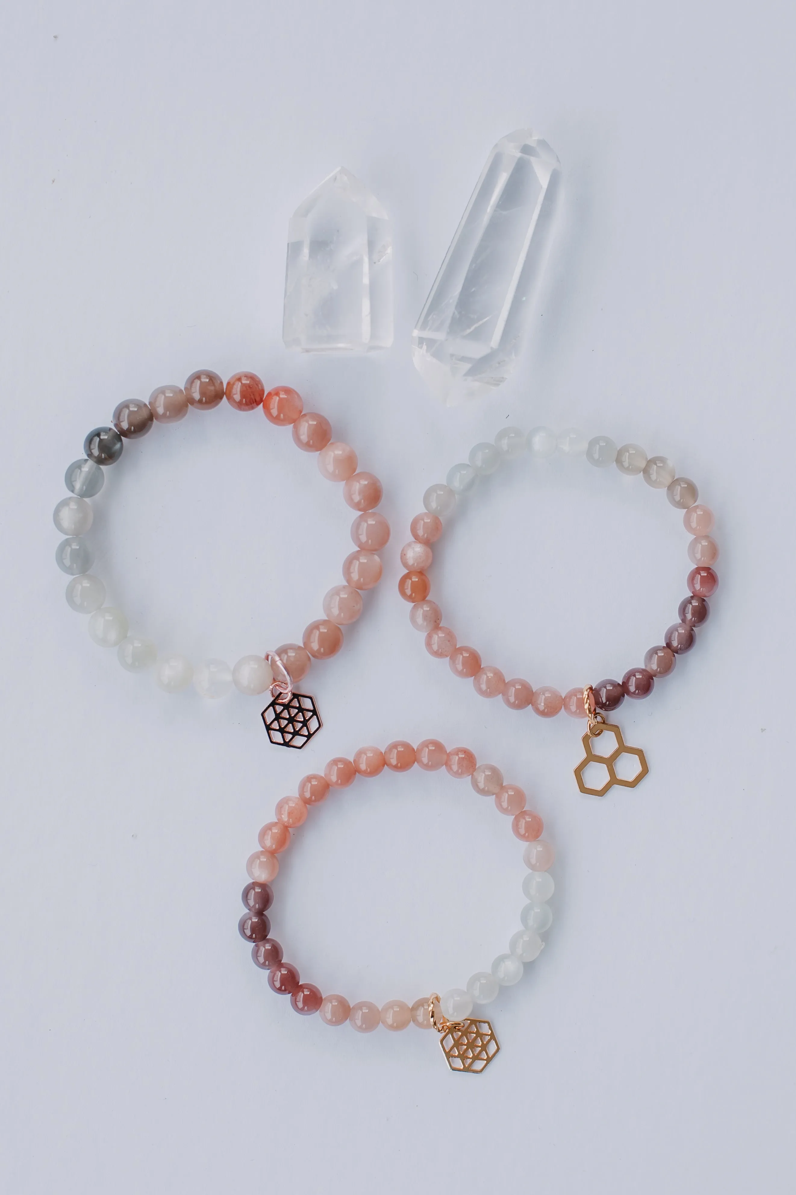 Mixed Moonstone Bracelet w/ Pendant