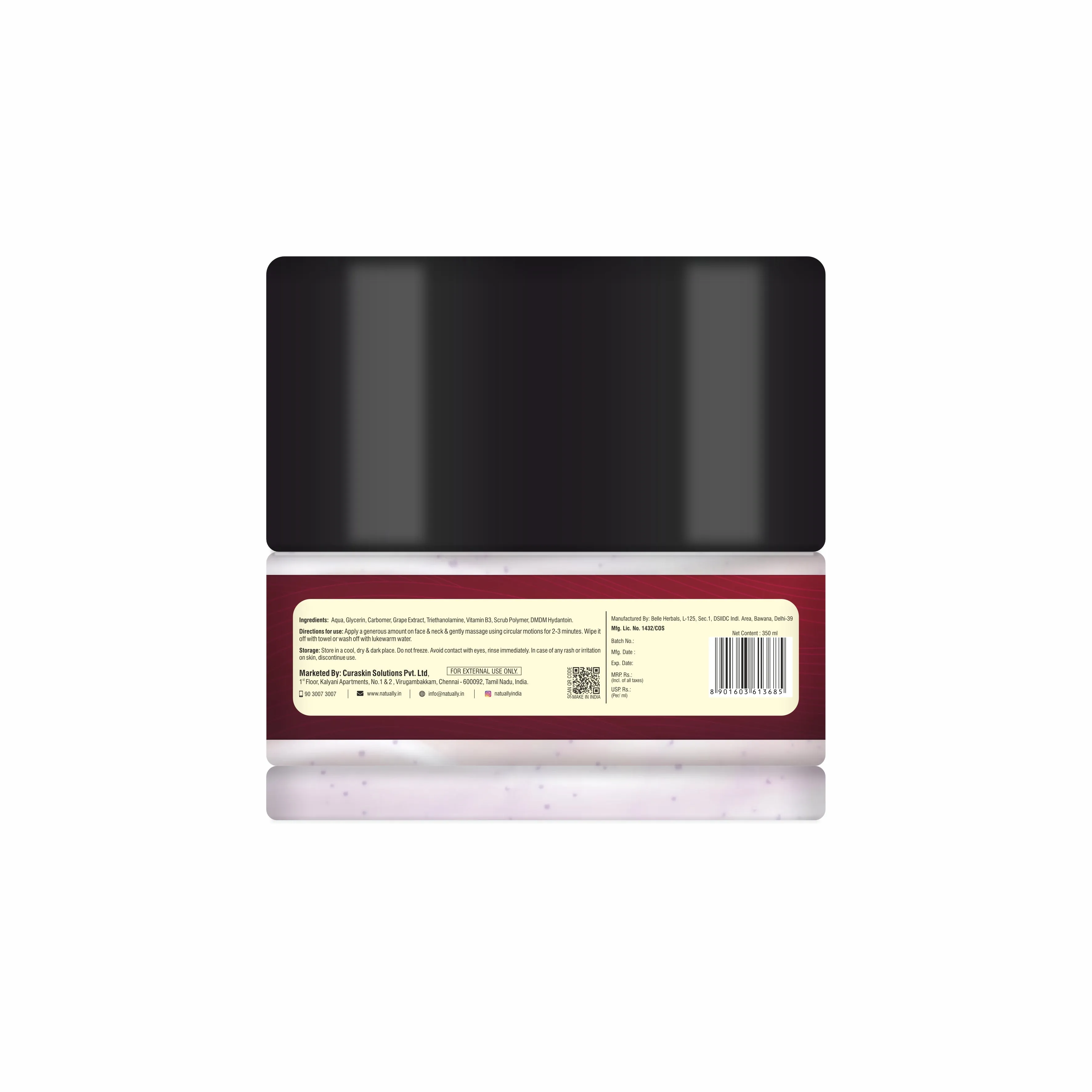 Natually Wine Scrub | Anti ageing & Clear Skin| 350gms