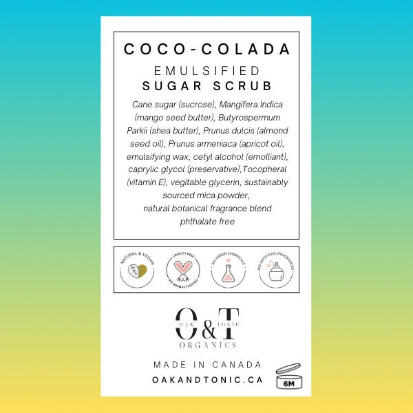 Oak & Tonic Organics | Coco-Colada Emulsified Sugar Scrub