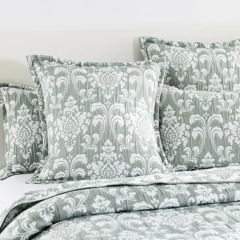 Renee Taylor Tahlia Jacquard Jade Coverlet Set
