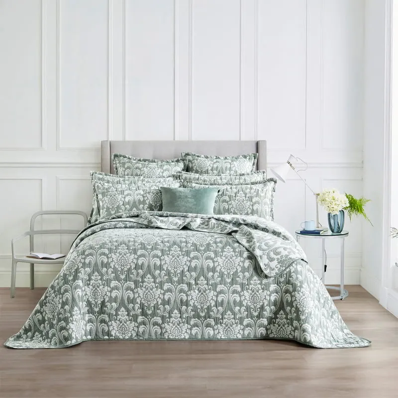 Renee Taylor Tahlia Jacquard Jade Coverlet Set