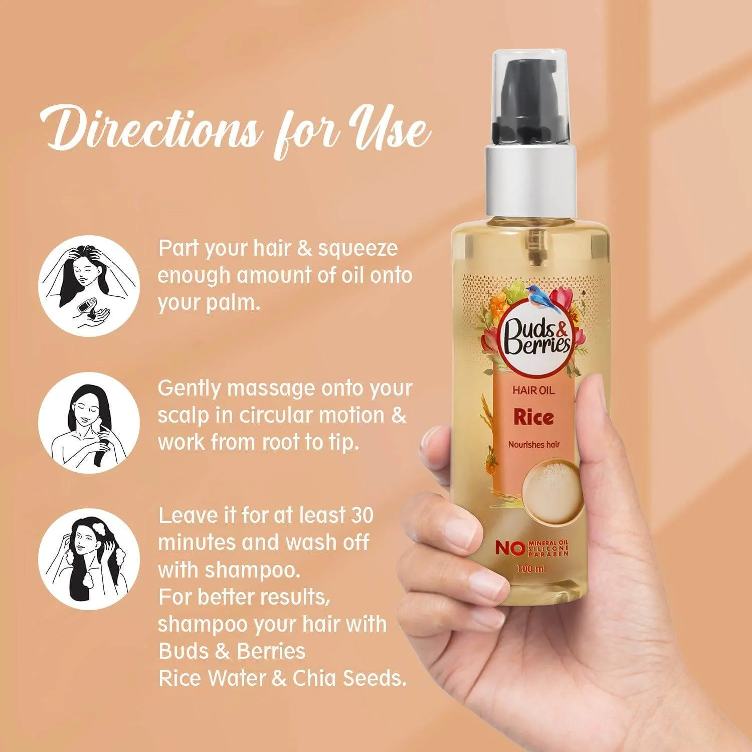 Rice Hair Oil for Nourishing Hair | No Mineral Oil, No Silicone  - 100 ml