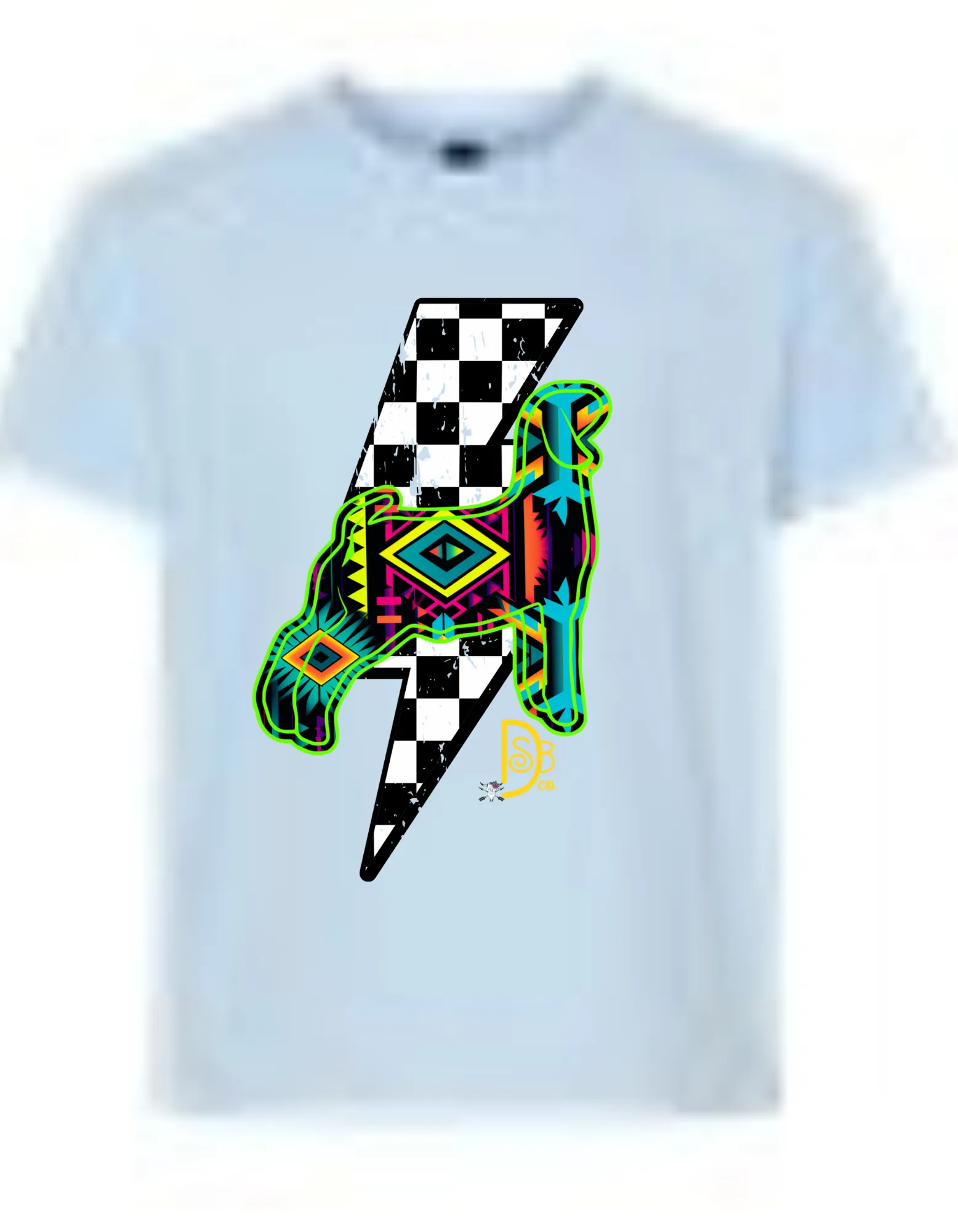 Show Livestock Checkerboard Lightening Bolt Graphic Tee