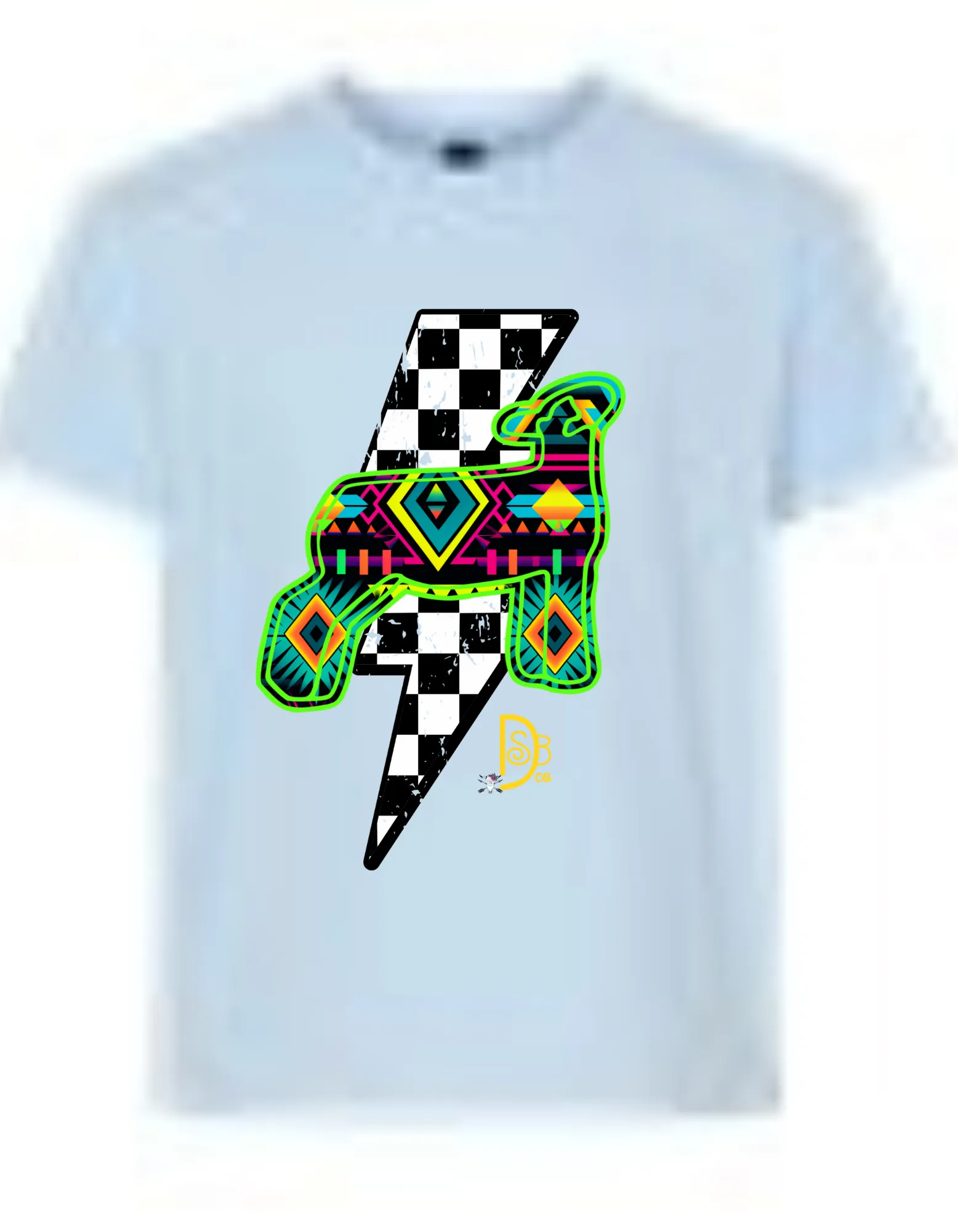 Show Livestock Checkerboard Lightening Bolt Graphic Tee