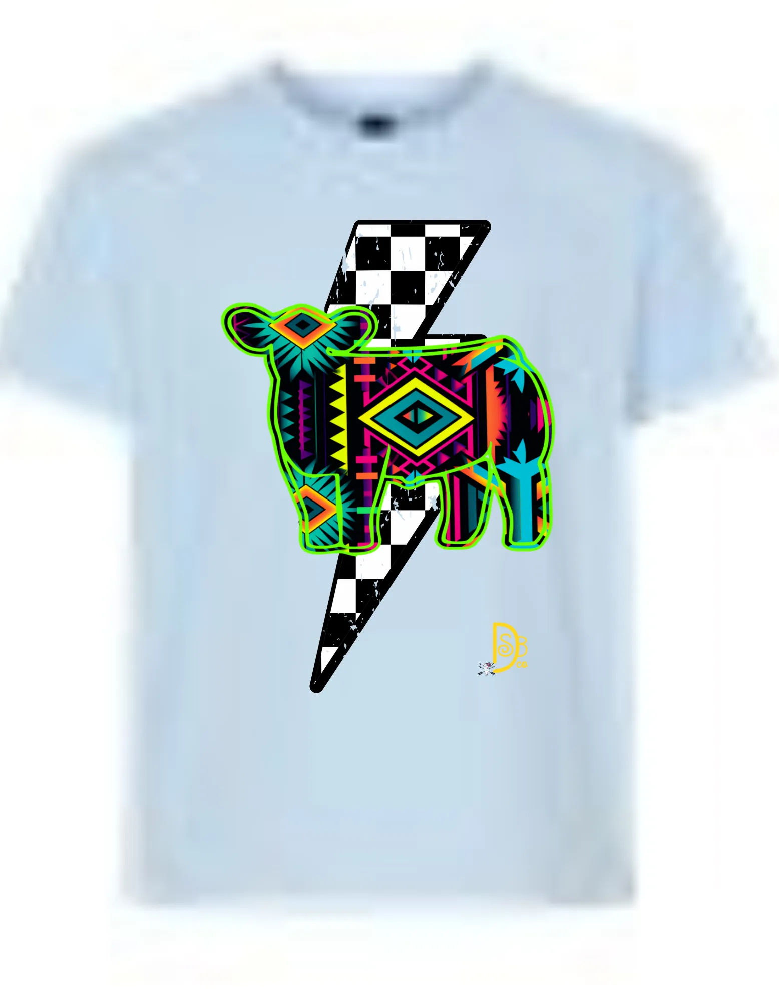 Show Livestock Checkerboard Lightening Bolt Graphic Tee