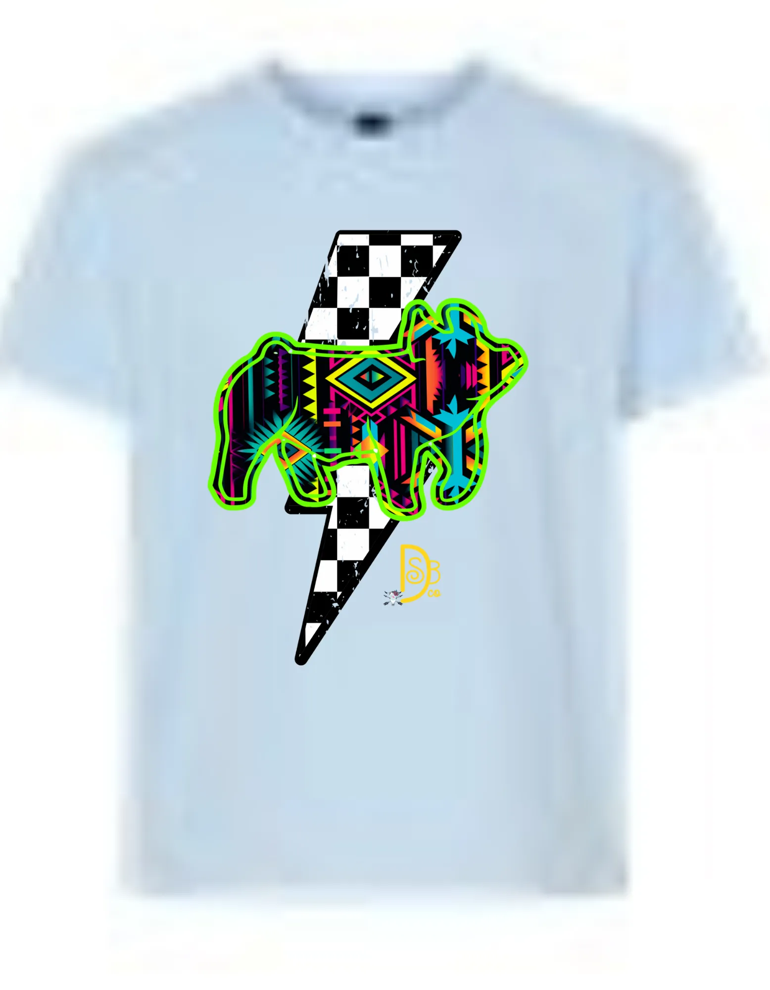 Show Livestock Checkerboard Lightening Bolt Graphic Tee